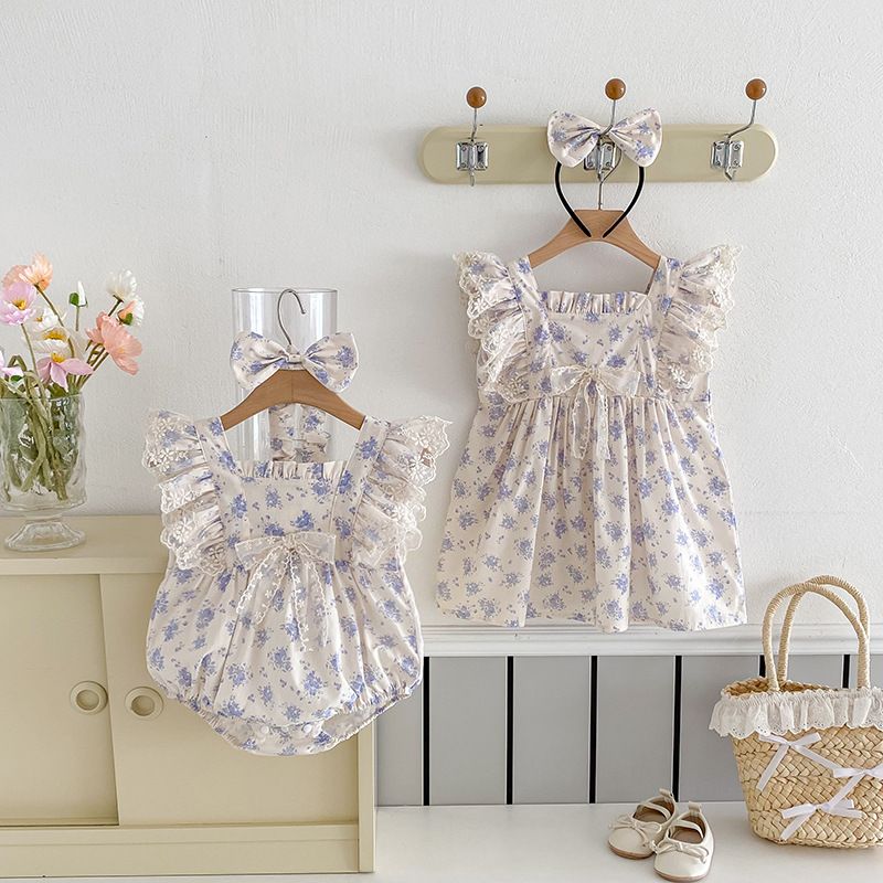 Barboteuse à fleurs pour bébé fille robe été style princesse_voghion.com