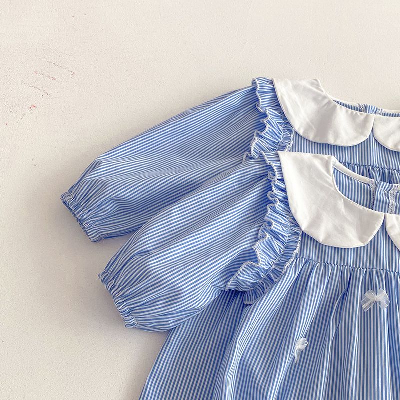 Mädchen Langarm Kleid Gestreiftes Freizeitkleid Für Den Herbst_voghion.com