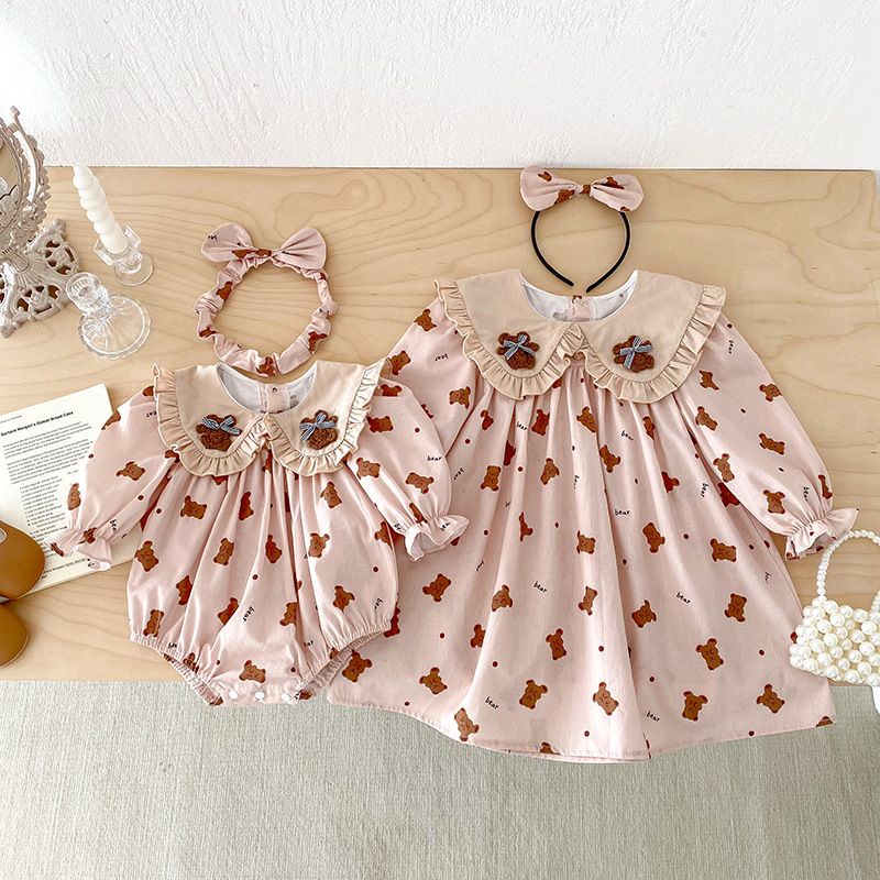 Langarm Baby Mädchen Romper Kleid Mit Rüschen Und Kragen_voghion.com