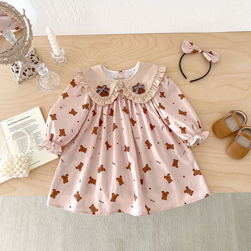 Langarm Baby Mädchen Romper Kleid Mit Rüschen Und Kragen_voghion.com