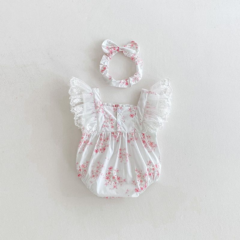 Robe barboteuse bébé fille style princesse dentelle été_voghion.com
