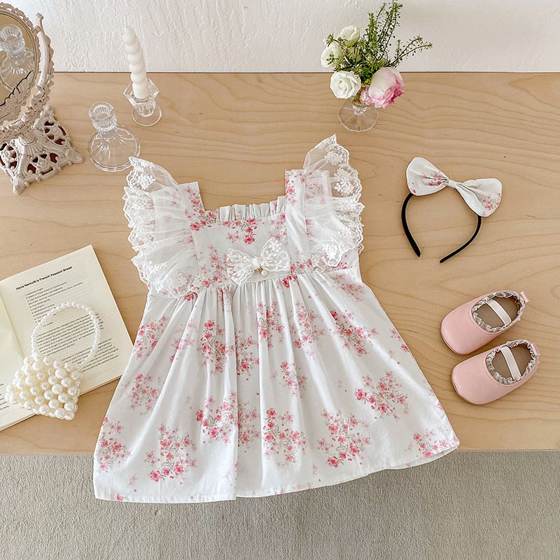Robe barboteuse bébé fille style princesse dentelle été_voghion.com