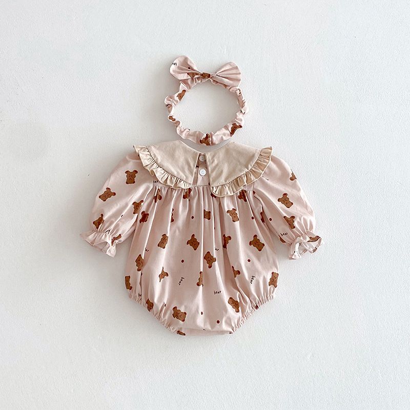 Langarm Baby Mädchen Romper Kleid Mit Rüschen Und Kragen_voghion.com