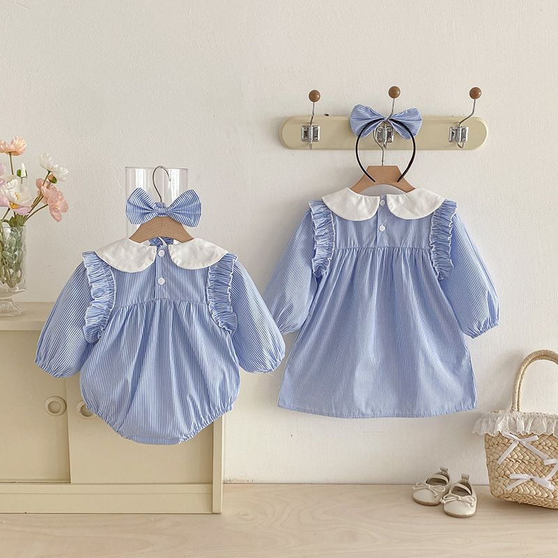 Mädchen Langarm Kleid Gestreiftes Freizeitkleid Für Den Herbst_voghion.com