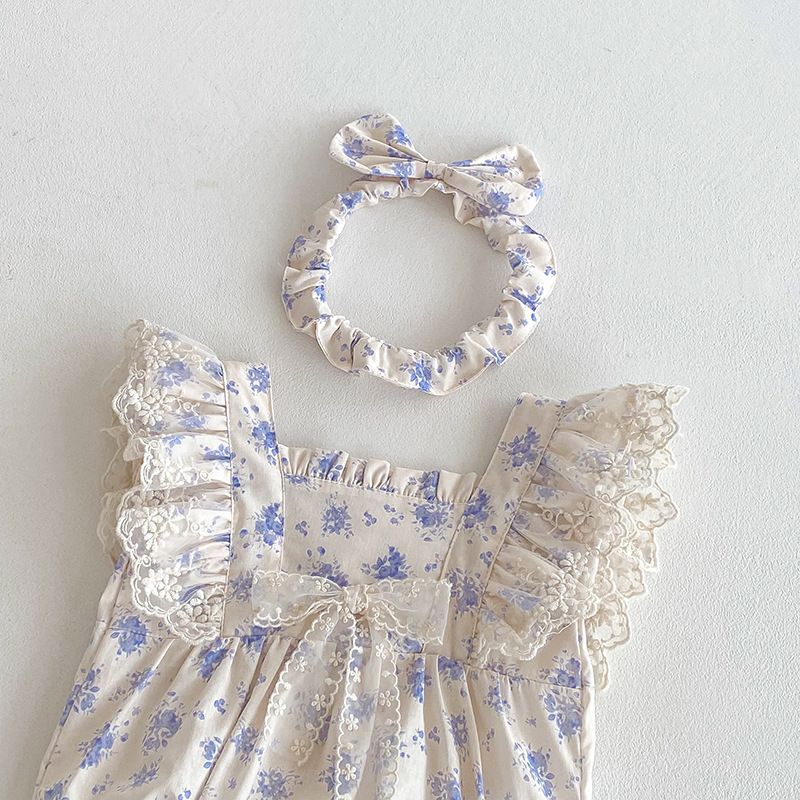 Barboteuse à fleurs pour bébé fille robe été style princesse_voghion.com