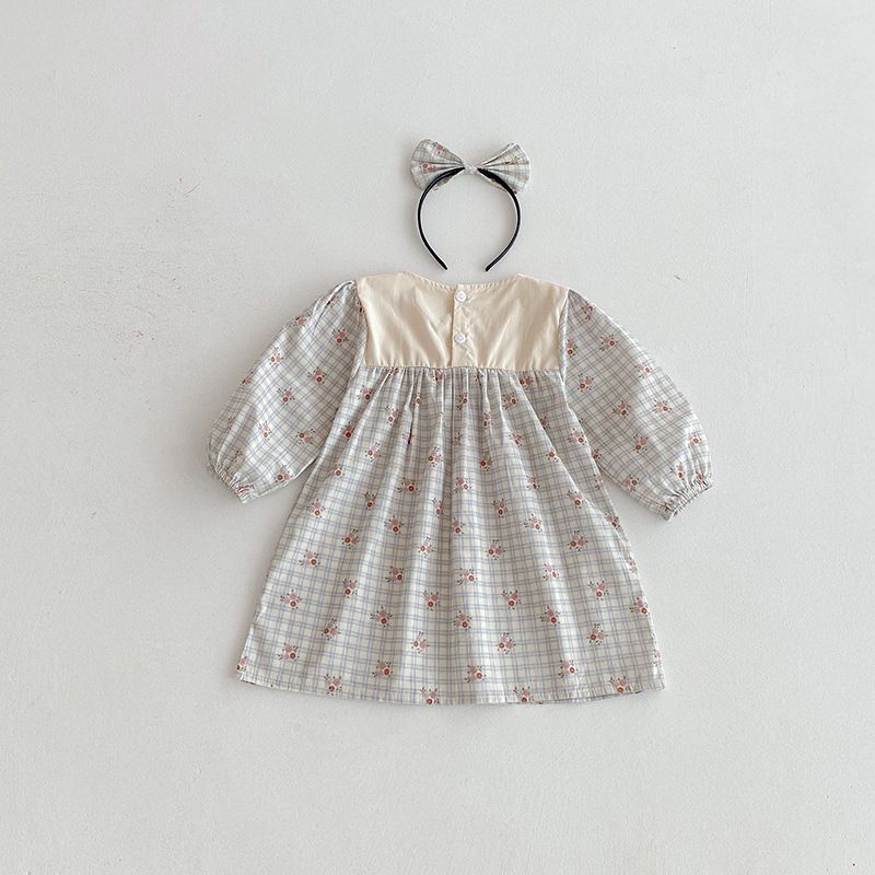Baby flickor rutig blommig romper och klänning höststil_voghion.com