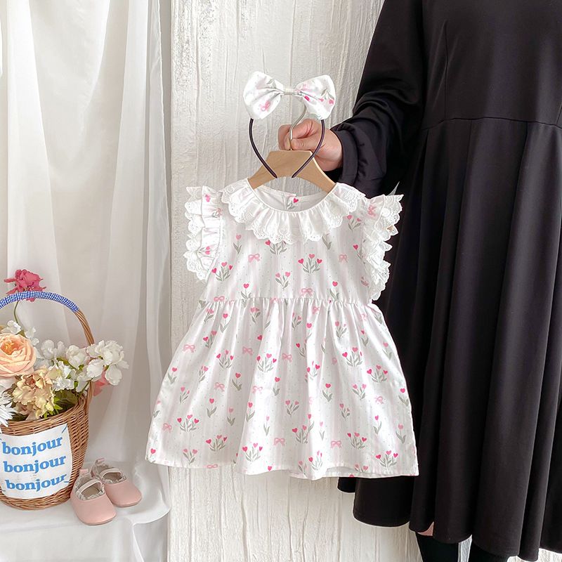 Eleganter Spitzenstrampler im luftigen Stil, Größe 26, Mädchenkleid mit Volantärmeln, Prinzessinnen-Sommerkleid für Babys_voghion.com
