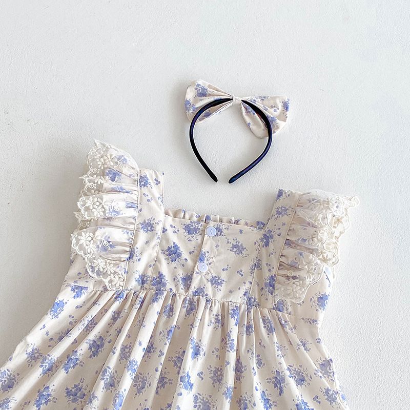 Barboteuse à fleurs pour bébé fille robe été style princesse_voghion.com