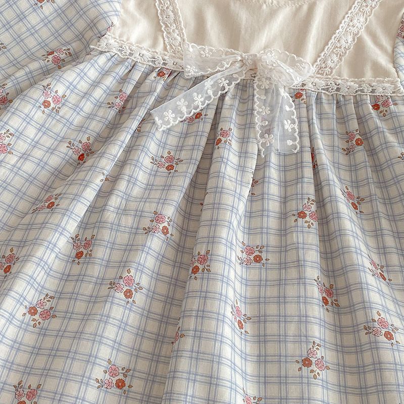 Baby flickor rutig blommig romper och klänning höststil_voghion.com