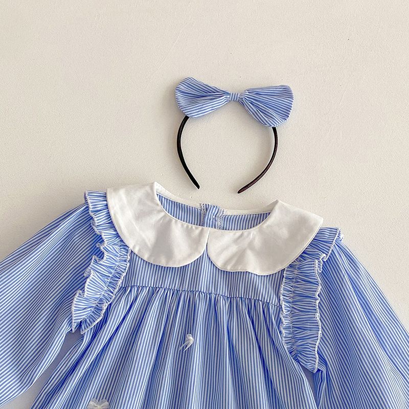 Mädchen Langarm Kleid Gestreiftes Freizeitkleid Für Den Herbst_voghion.com