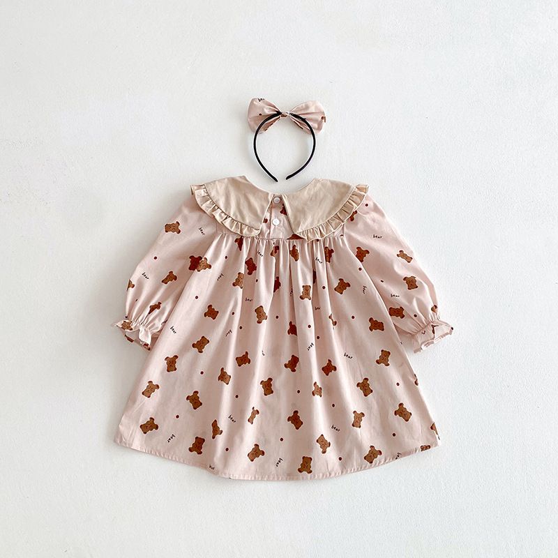 Langarm Baby Mädchen Romper Kleid Mit Rüschen Und Kragen_voghion.com