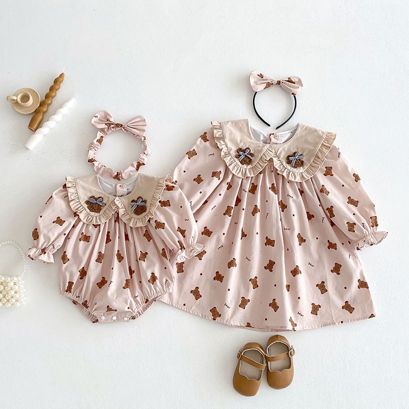 Langarm Baby Mädchen Romper Kleid Mit Rüschen Und Kragen_voghion.com