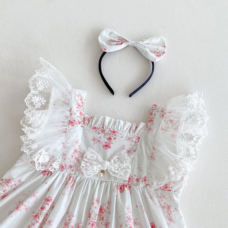 Robe barboteuse bébé fille style princesse dentelle été_voghion.com