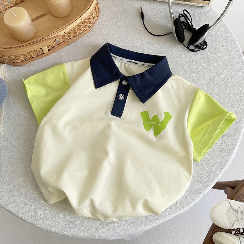 男童套装夏季新款童装儿童洋气休闲polo衫长裤宝宝小童时髦两件套 图片 3