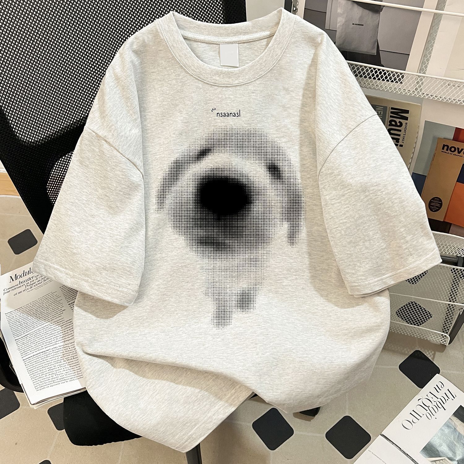 可爱狗狗印花美式潮牌短袖t恤男休闲百搭宽松半袖ins风夏宽松短袖