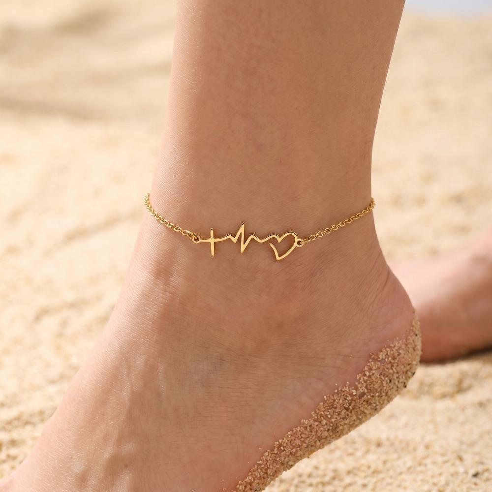 Summer New Women's Bracelet, Fashionable Ins-style Line ECG Design, Hollow Elegant Anklet_desvips.com