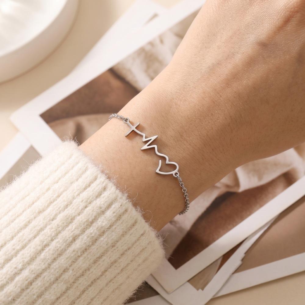Summer New Women's Bracelet, Fashionable Ins-style Line ECG Design, Hollow Elegant Anklet_desvips.com