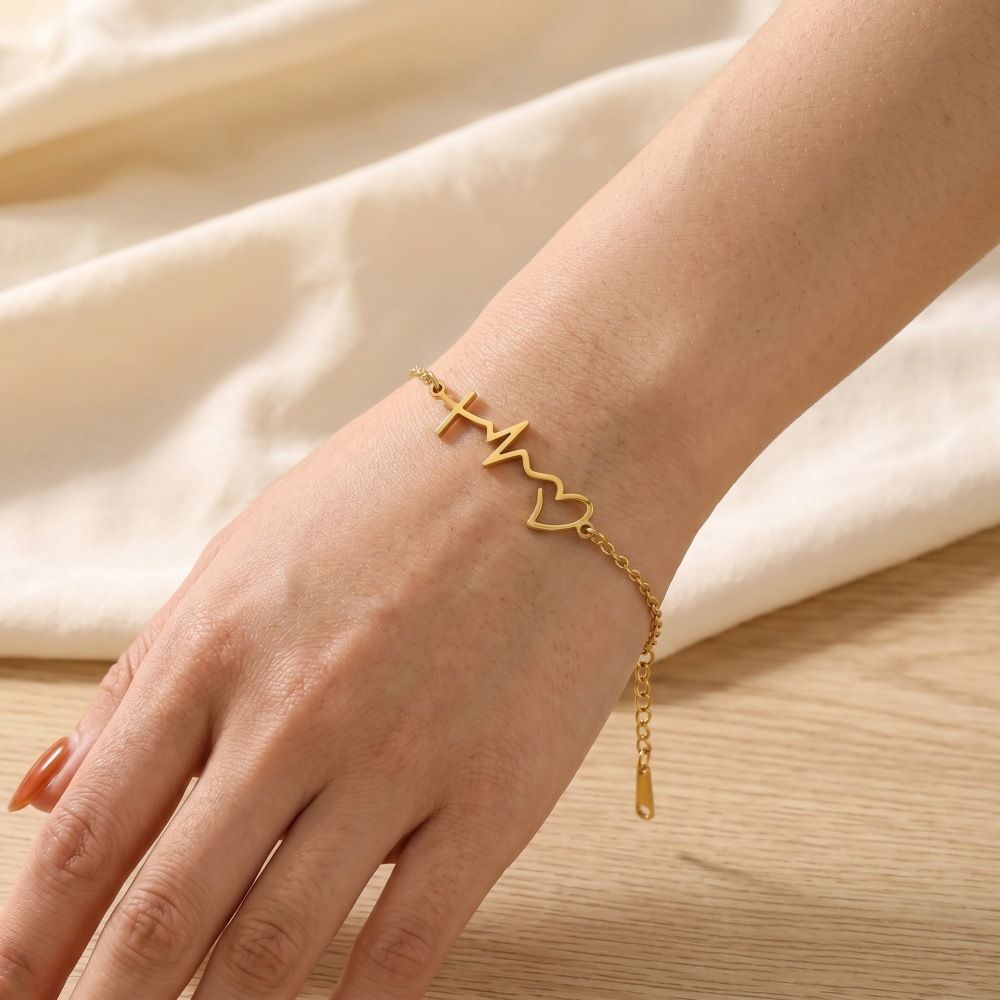 Summer New Women's Bracelet, Fashionable Ins-style Line ECG Design, Hollow Elegant Anklet_desvips.com