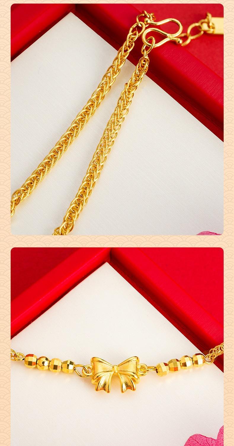 Gold-plated Vietnamese Bow Bracelet Adjustable Simple Link Style_voghion.com