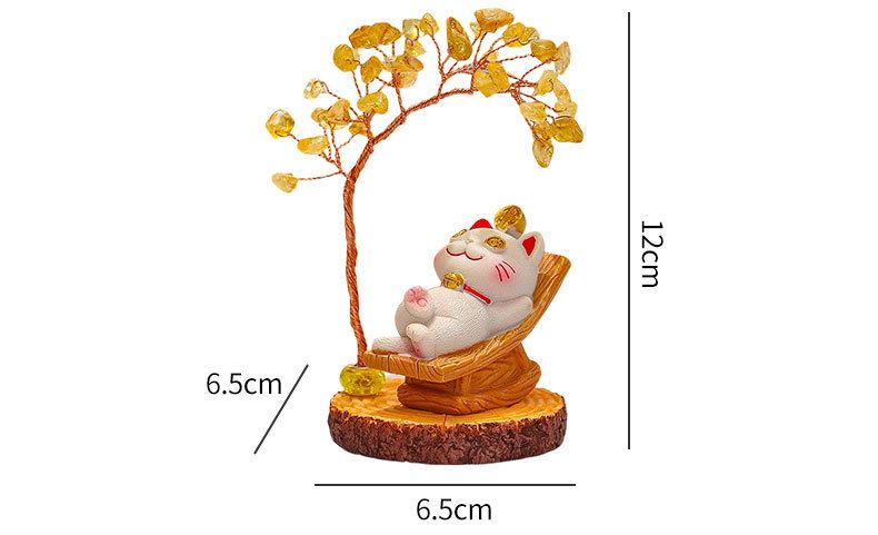 Lucky Cat Crystal Money Tree Ornament For Desktop Office Decor_voghion.com