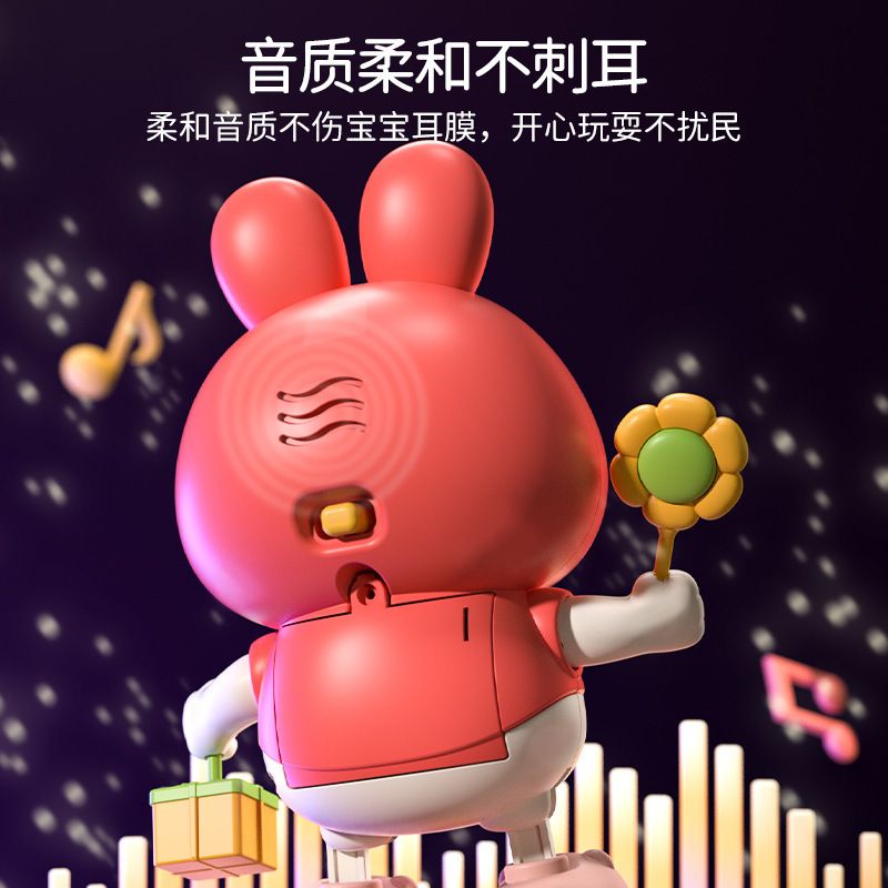 新款48歌曲婴儿玩具兔子练习抬头训练神器电动唱歌跳舞小福兔宝宝 图片 3