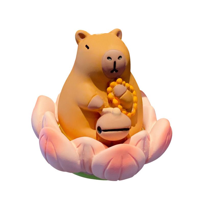 Figurine décorative zen lotus poisson en bois chat et cochon_voghion.com