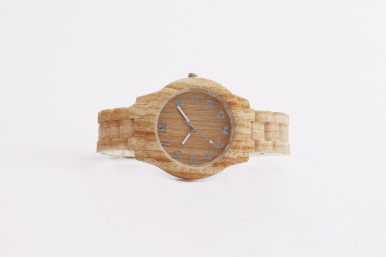 Men's Minimalist Quartz Watch With Wood Grain Dial And Strap_voghion.com