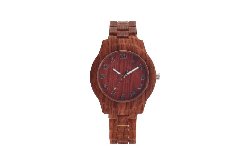Men's Minimalist Quartz Watch With Wood Grain Dial And Strap_voghion.com