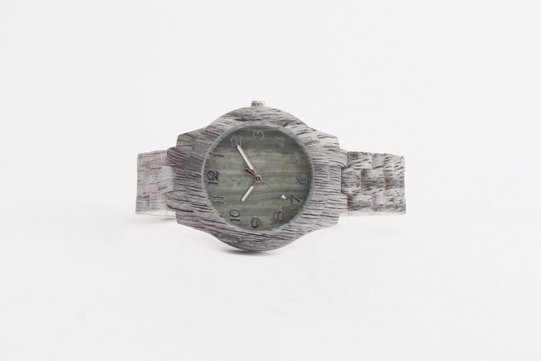 Men's Minimalist Quartz Watch With Wood Grain Dial And Strap_voghion.com