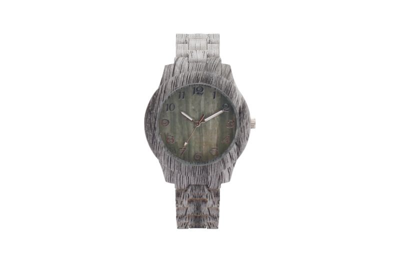 Men's Minimalist Quartz Watch With Wood Grain Dial And Strap_voghion.com