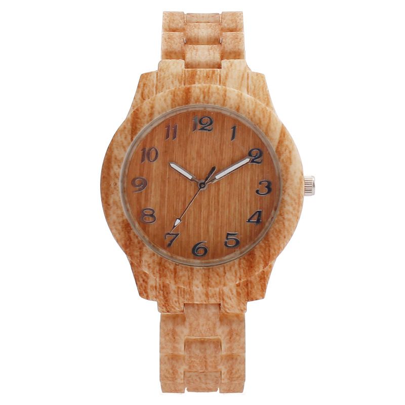 Men's Minimalist Quartz Watch With Wood Grain Dial And Strap_voghion.com