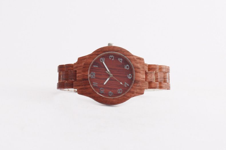 Men's Minimalist Quartz Watch With Wood Grain Dial And Strap_voghion.com