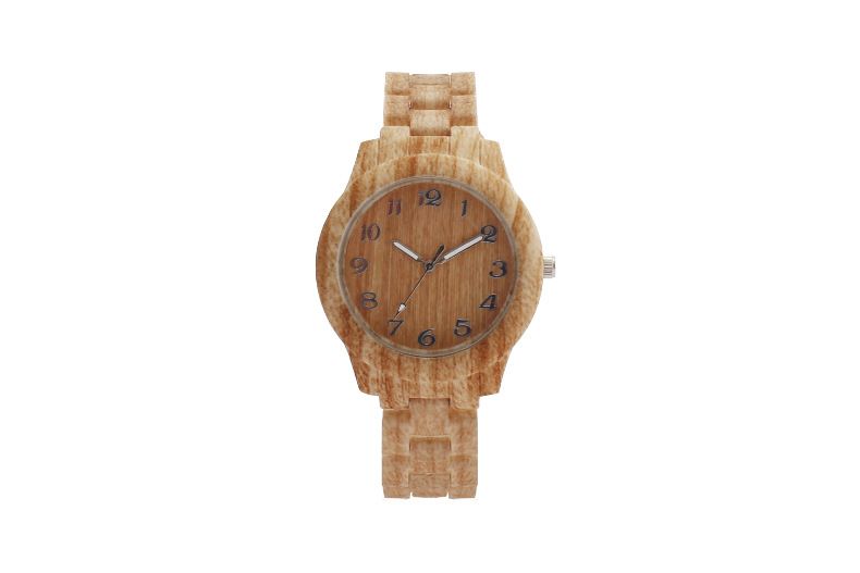 Men's Minimalist Quartz Watch With Wood Grain Dial And Strap_voghion.com