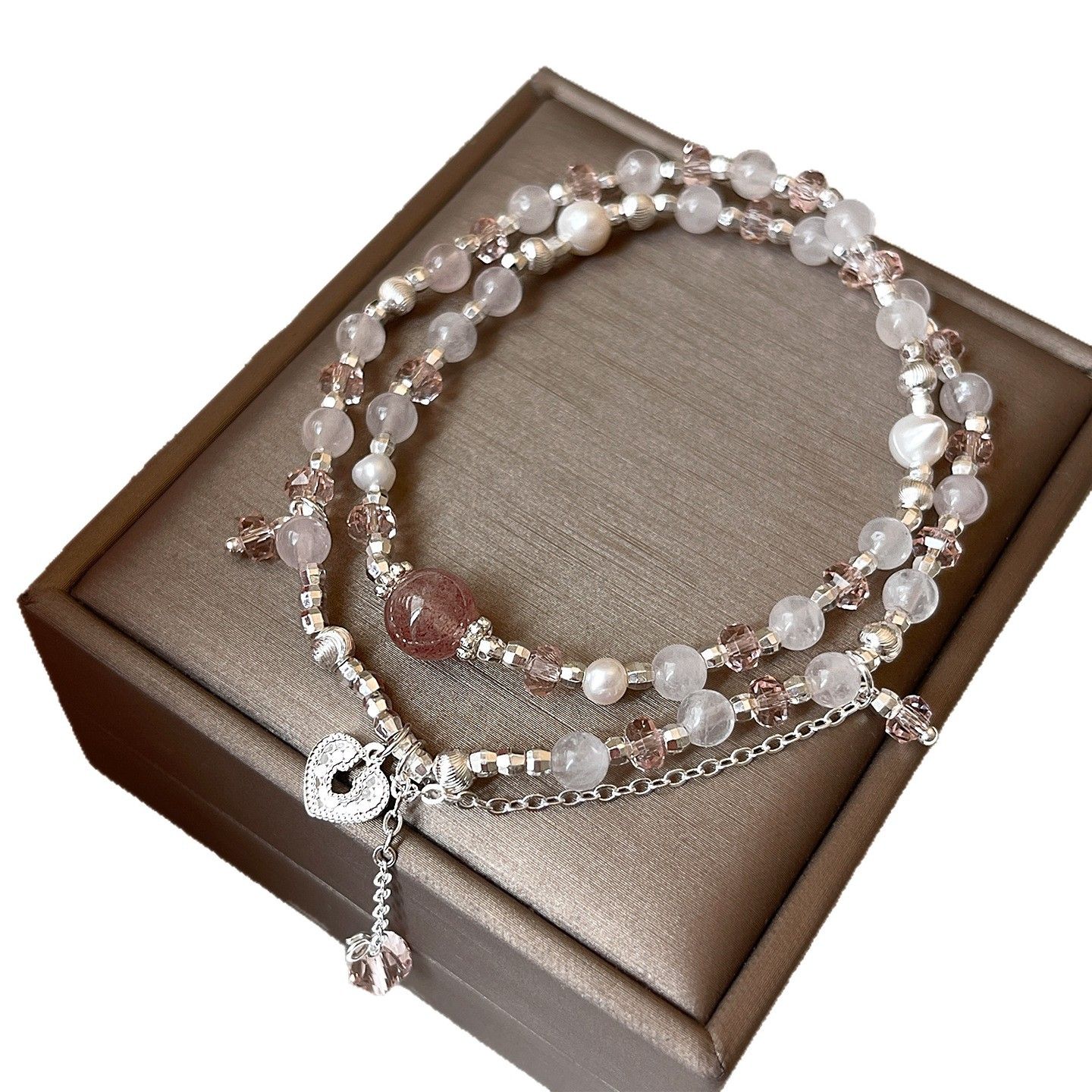 Double-layered Strawberry Crystal Pearl Beaded For Women, Light Luxury Niche Exquisite Bracelet With A High-end Feel,_voghion.com