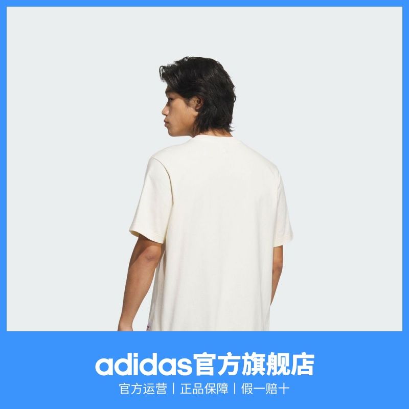 adidas阿迪达斯官方三叶草男装夏季宽松纯棉运动上衣圆领短袖T恤 图片 5