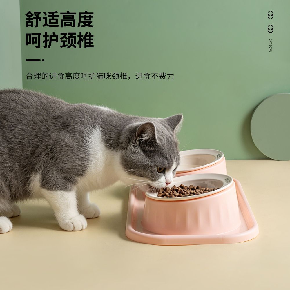 陶瓷飞碟宠物双碗水粮一体护颈椎防打翻猫狗通用易清洗