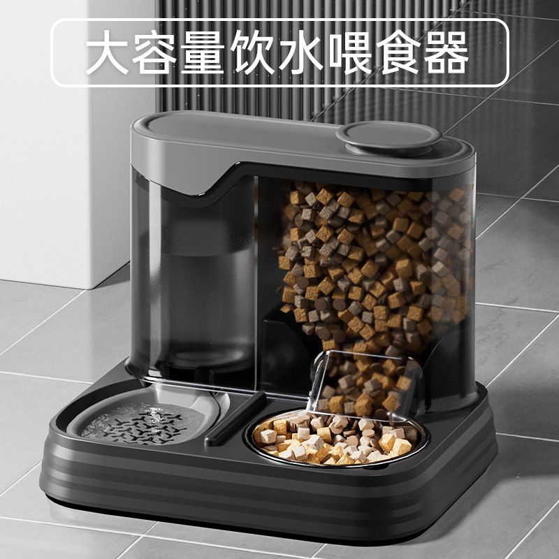 新款猫咪自动饮水喂食器一体式猫碗狗碗饮水储粮碗二合一宠物用品