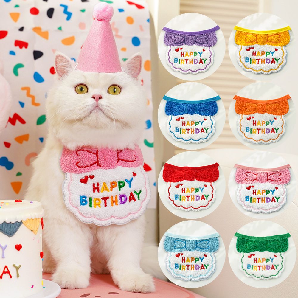 宠物ins风生日口水巾猫围兜围巾狗狗猫咪帽子跨境狗装饰用品批发