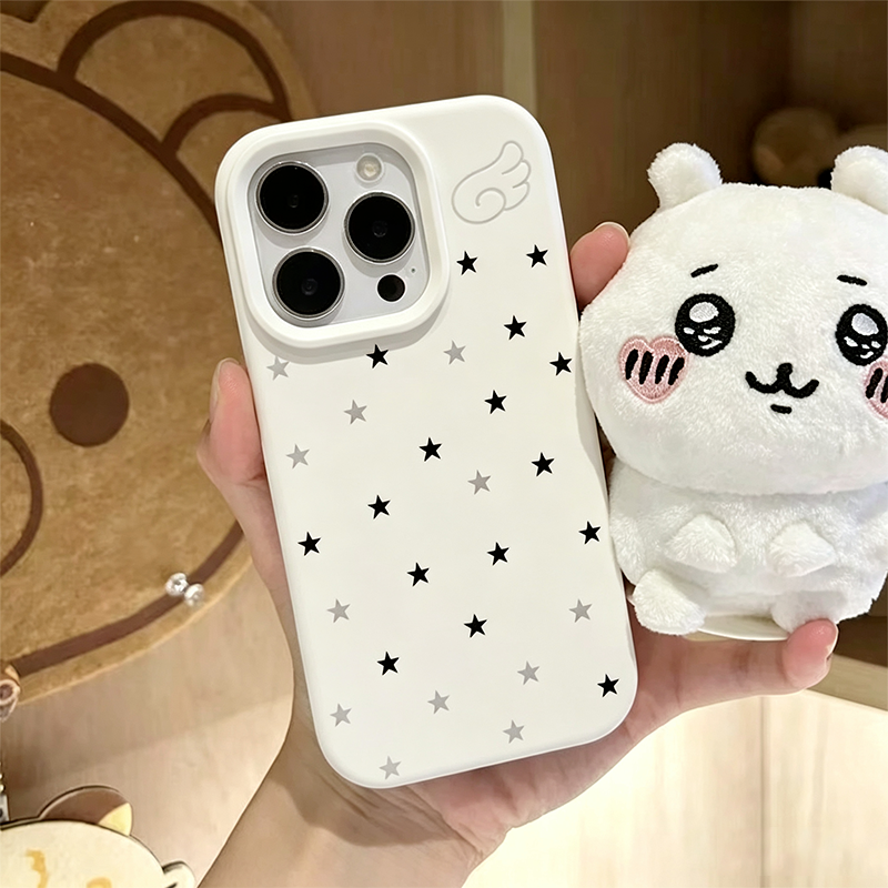 黑灰星星翅膀肤感大孔适用苹果17手机壳16ProMax防摔16软壳15pro