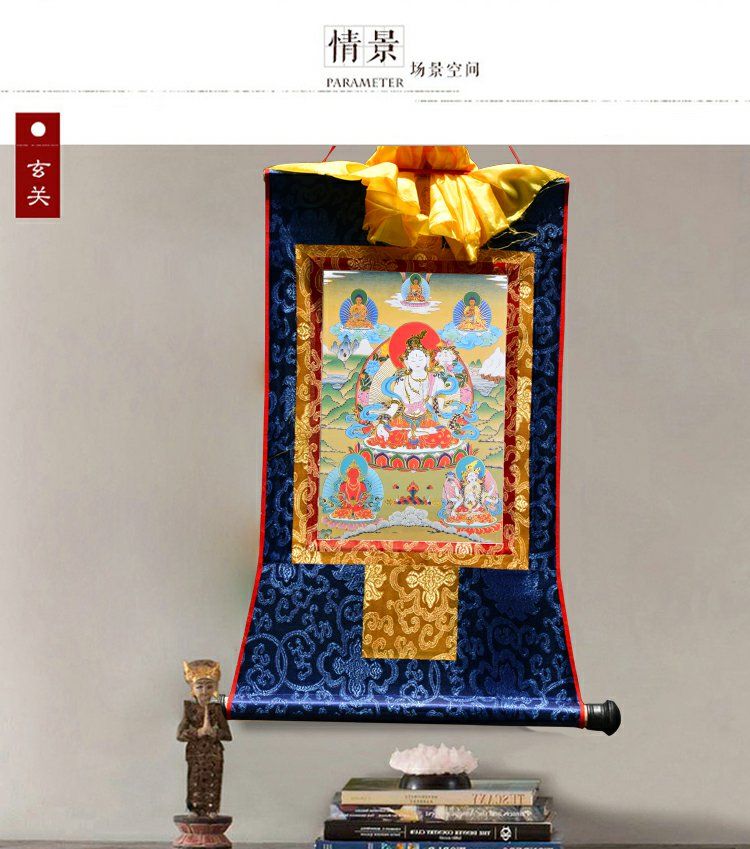 Hand-Painted 白度母唐卡客厅书房装饰挂画 西藏密宗佛像画像 小号36cm 5