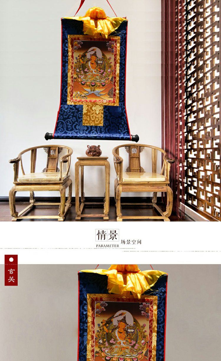 Hand-Painted 唐卡纯手绘1米6字真言尼泊尔玄关装饰画客厅茶室挂画 5