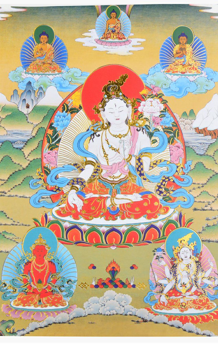Hand-Painted 白度母唐卡客厅书房装饰挂画 西藏密宗佛像画像 小号36cm detail 6