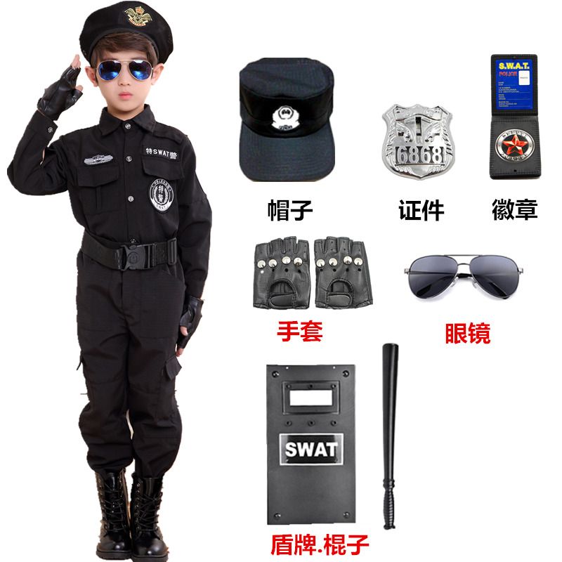 儿童小警察玩具装备男童警官特警衣服套装特种兵警装备军装表演服