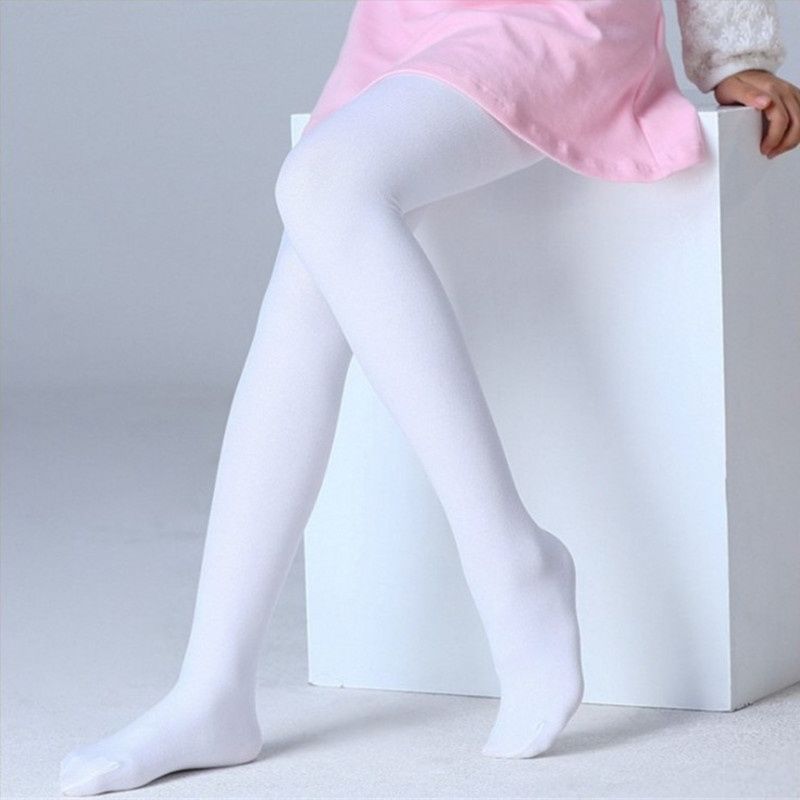 春夏女童舞蹈袜儿童白色薄款打底连裤袜女大童练功袜