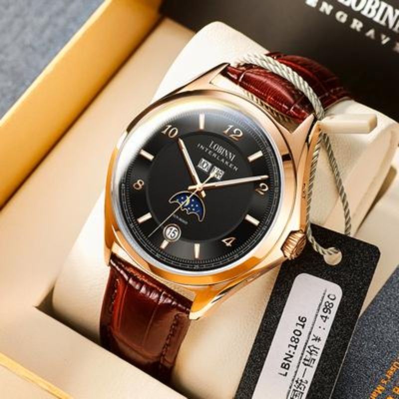 新款罗宾尼正品手表男士机械表男世界名牌名表十大品牌男表大表盘
