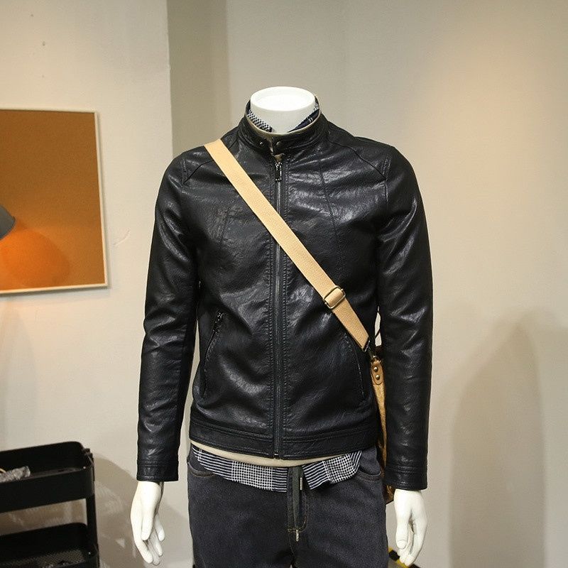 春秋2021软皮衣服男士机车夹克皮衣男潮帅气皮夹克男外套潮流