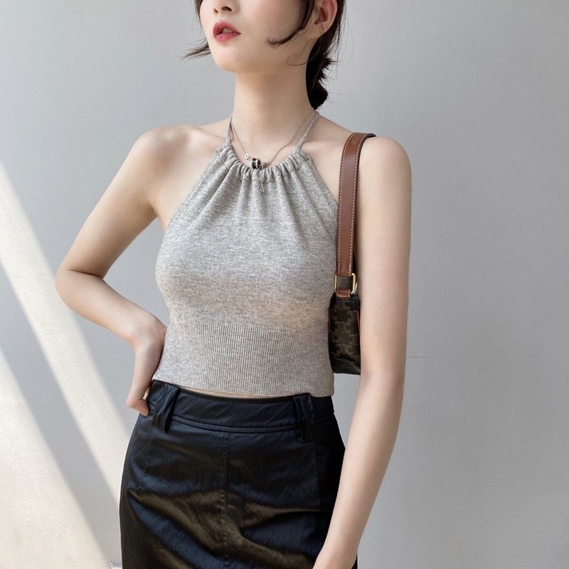 针织吊带背心女士超短款内搭打底紧身性感设计感小众chic