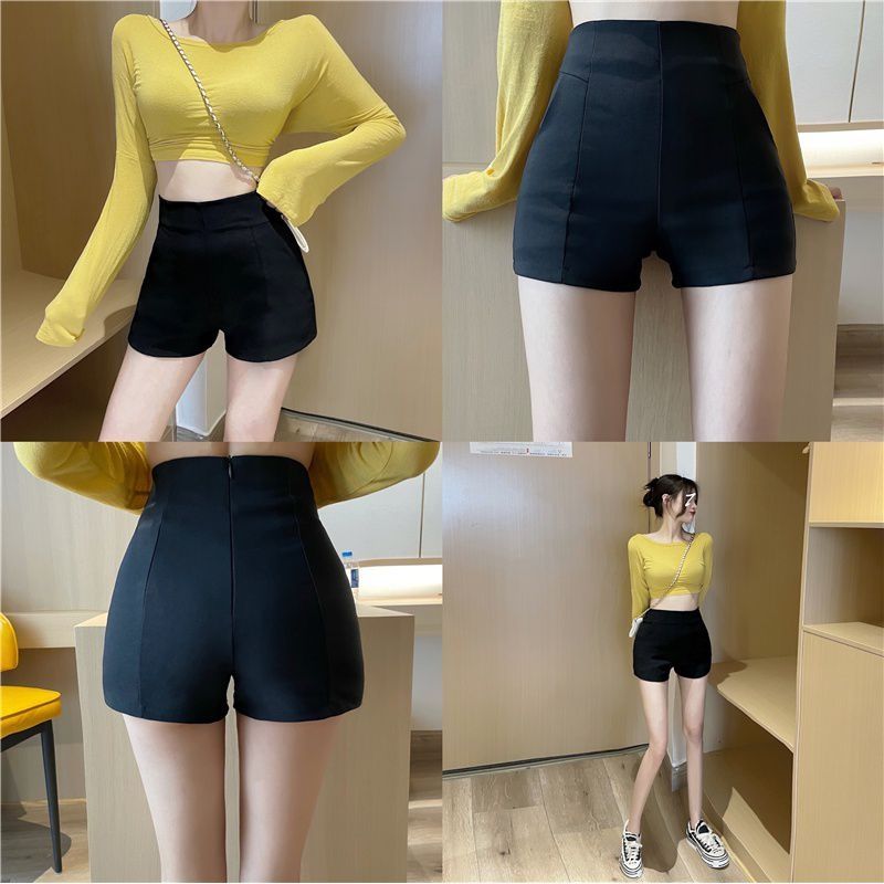 Pants women's  summer new high waist thin all-match black shorts elastic leggings outerwear casual