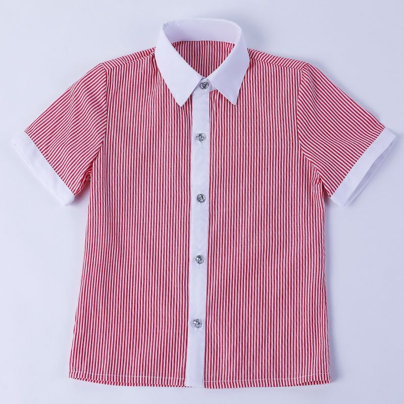 Children's shirts short-sleeved boys and girls tops pure cotton 2023 new baby children's clothing trendy big children Korean shirt summer