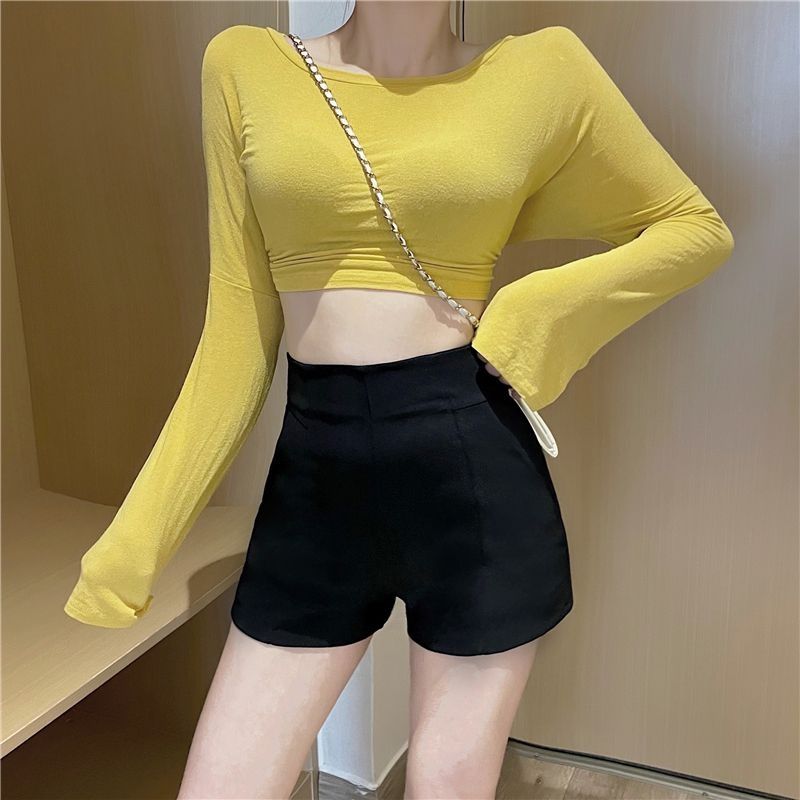 Pants women's  summer new high waist thin all-match black shorts elastic leggings outerwear casual